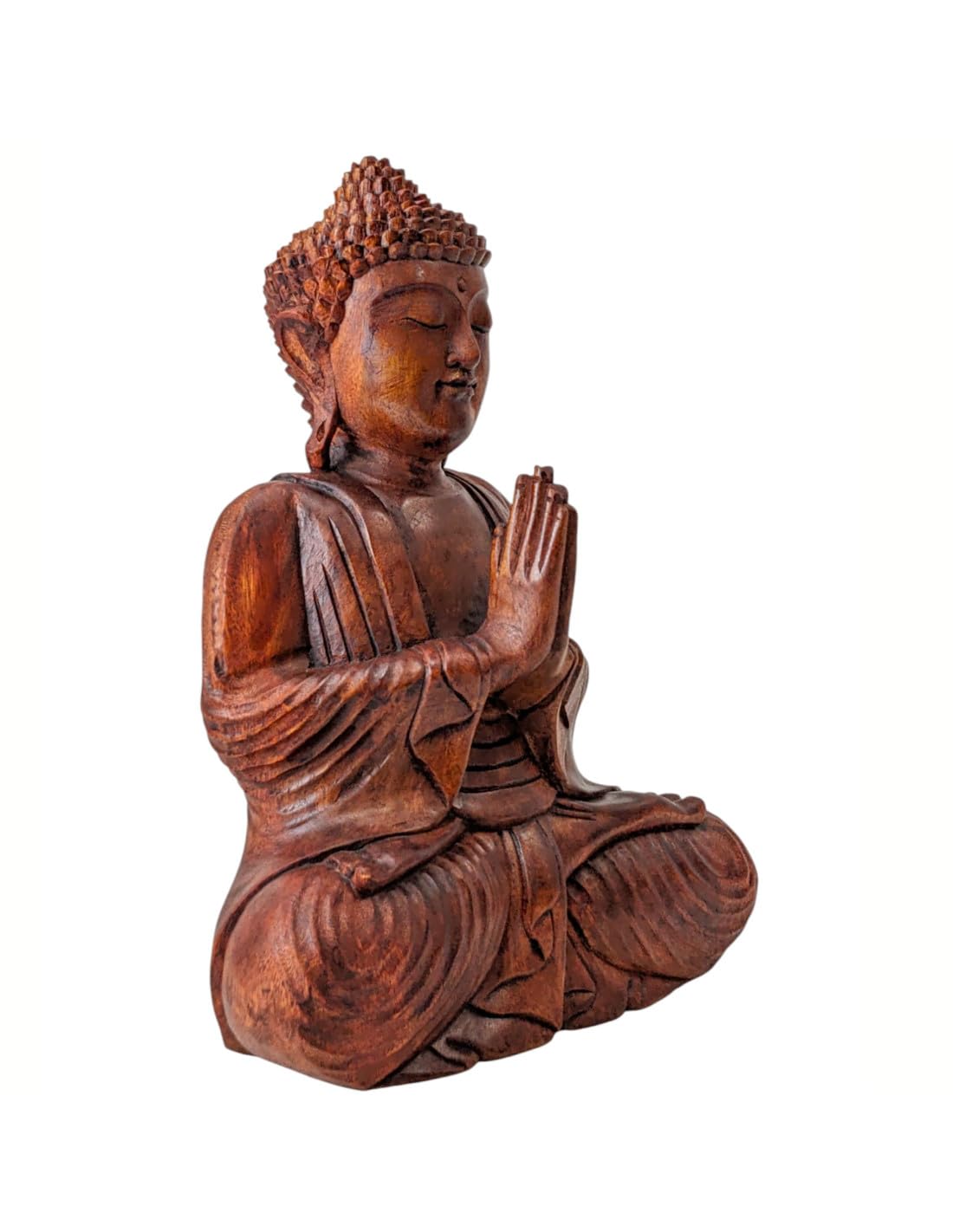 Grande statue de Bouddha assis 40cm en bois de suar | Sculptée à Bali
