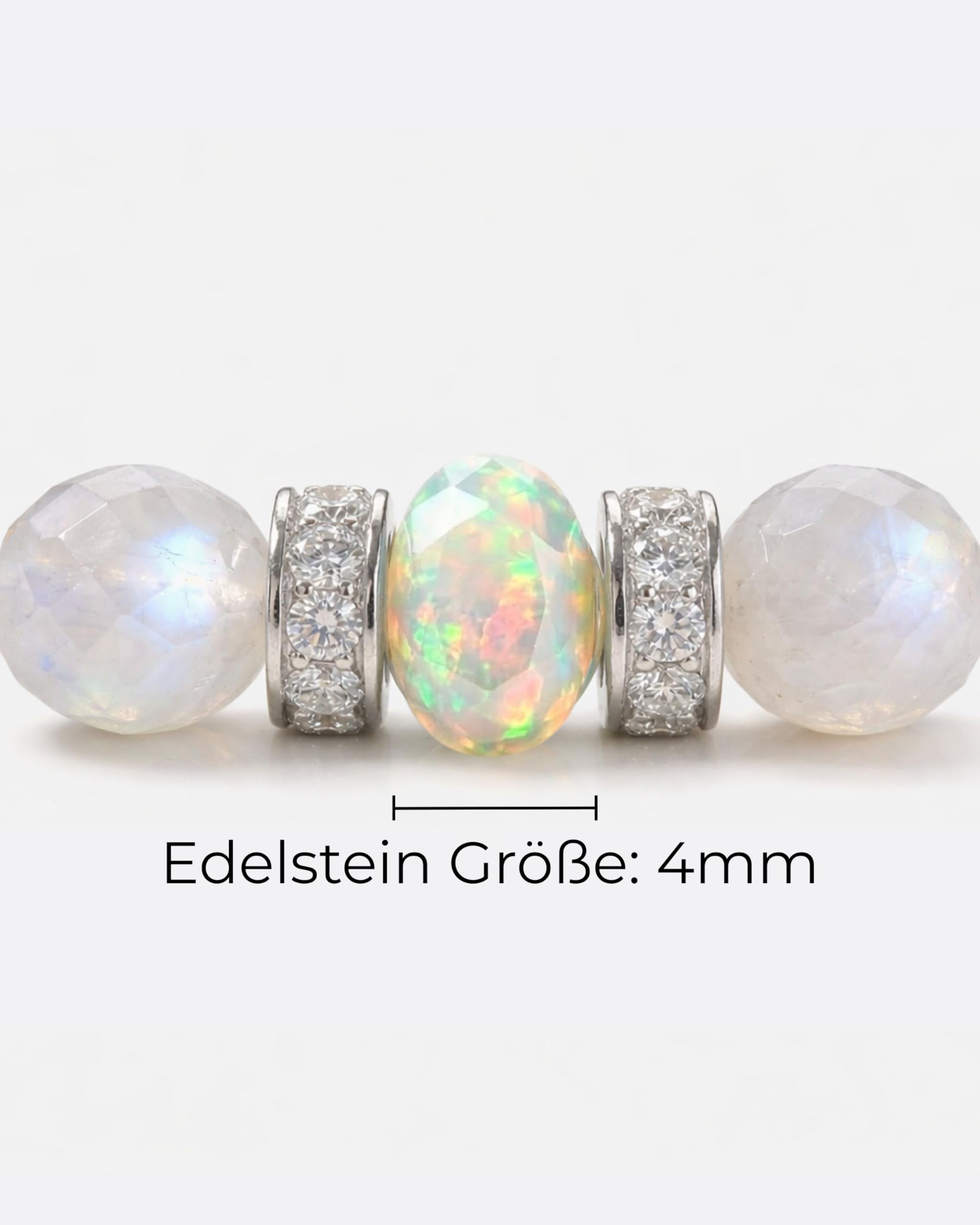 Halskette aus Naturstein und Opal für Damen - Handgefertigt aus 925er Sterling Silber, Verstellbarer Verschluss für Stressabbau und Alltagstragen - 45 cm, Geschenkbereit