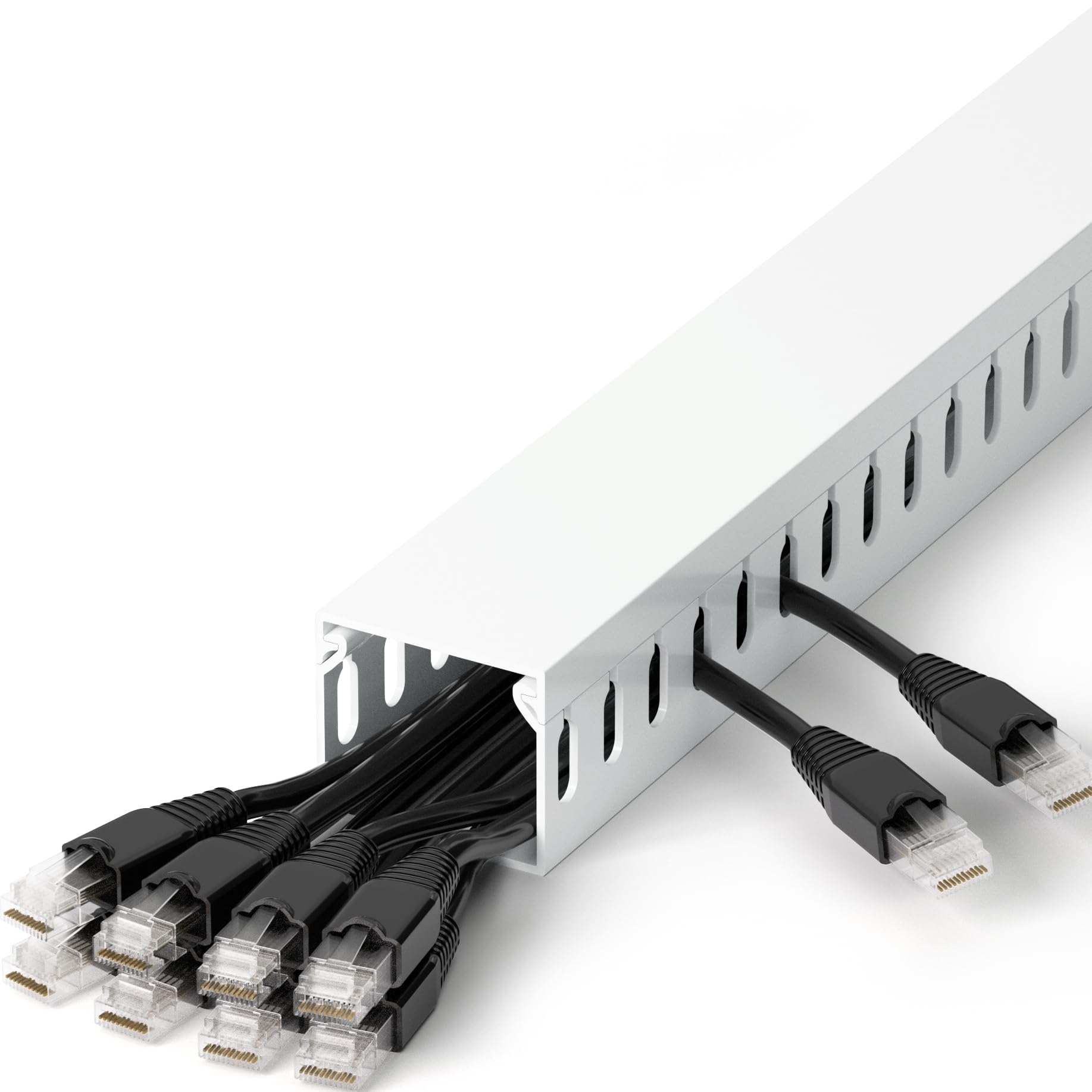 Photo 1 of 1.4"H x 1.6"W Cable Raceway, 12ft Under Desk Wire Management Channel, White