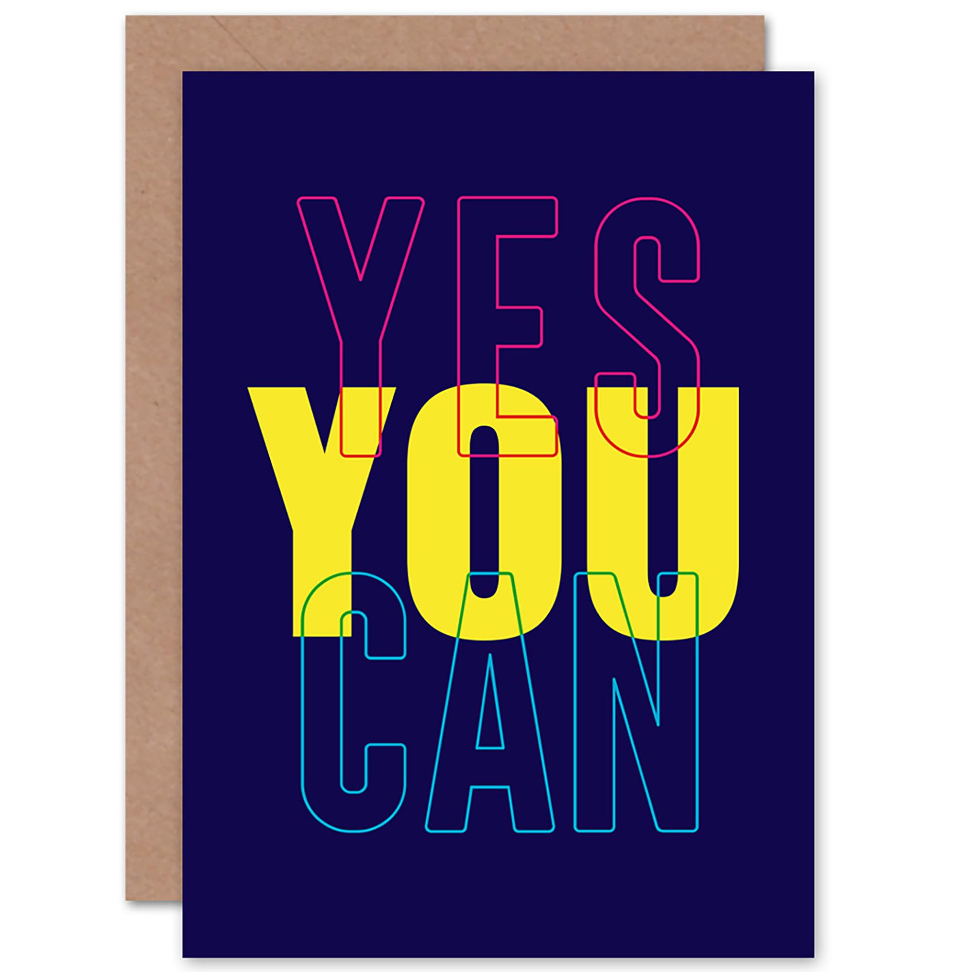 Wee Blue Coo Positivity Yes You Can Typography Greetings Card