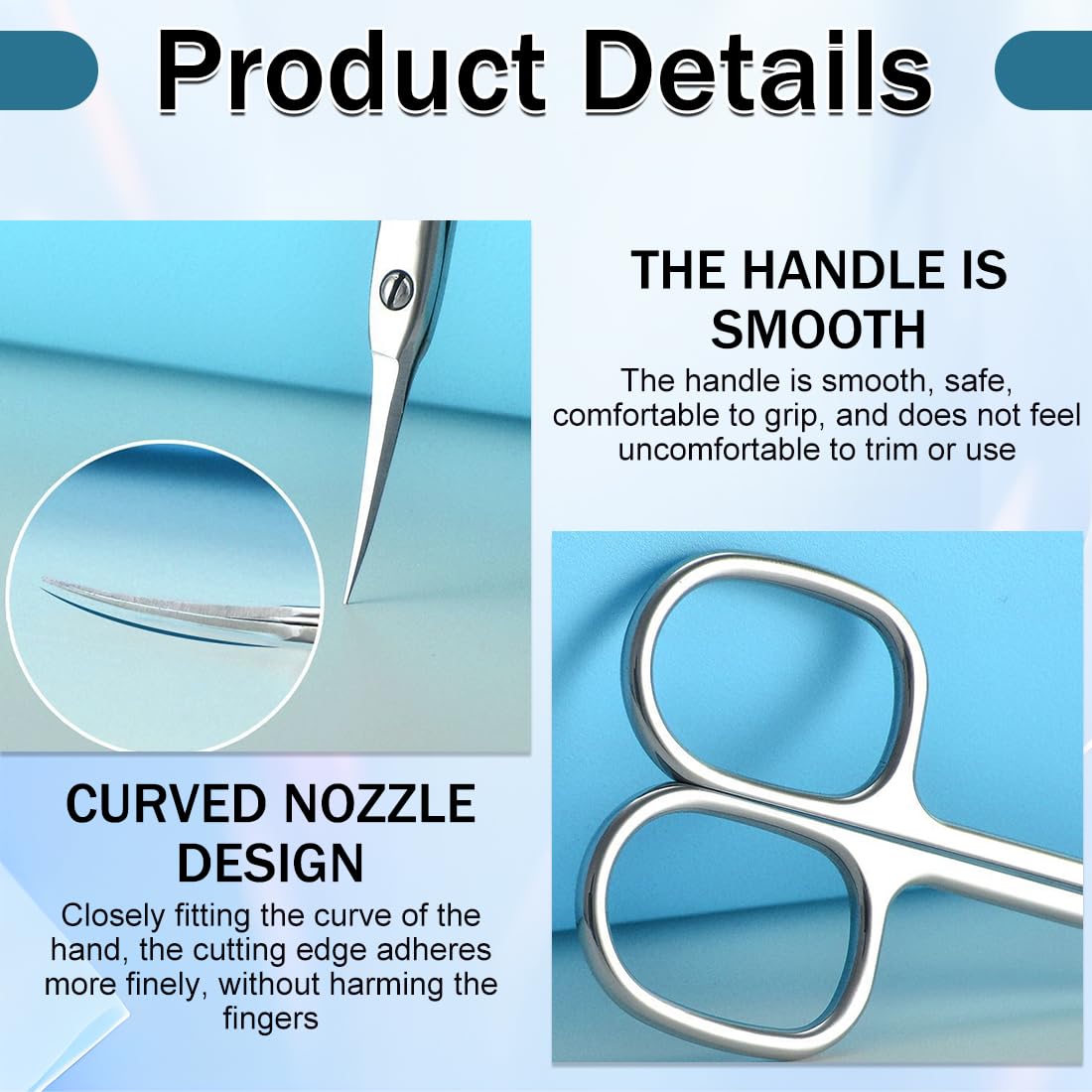 3 Pezzi Cuticola e Ricrescita Cuticole, 3 in 1 Professionale Strumenti per Pedicure Manicure, con Pinze Forbici Cuticola, Pelle Morta Remover Forchette, Kit per la Pulizia delle Unghie