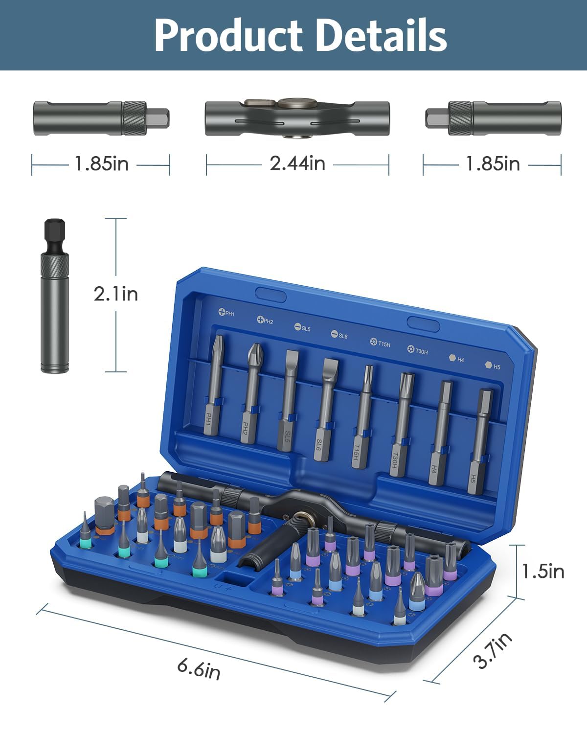 Ankilo 42 in 1 Ratchet Screwdriver Set including 40 PCS Magnetic Bits - Image 3