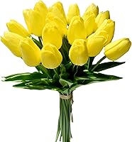 Vista 45 de Mandy's - 20 flores artificiales de seda de tulipán azul claro de 13.5 pulgadas para Año Nuevo, primavera, Día de la Madre, Pascua, Día de San