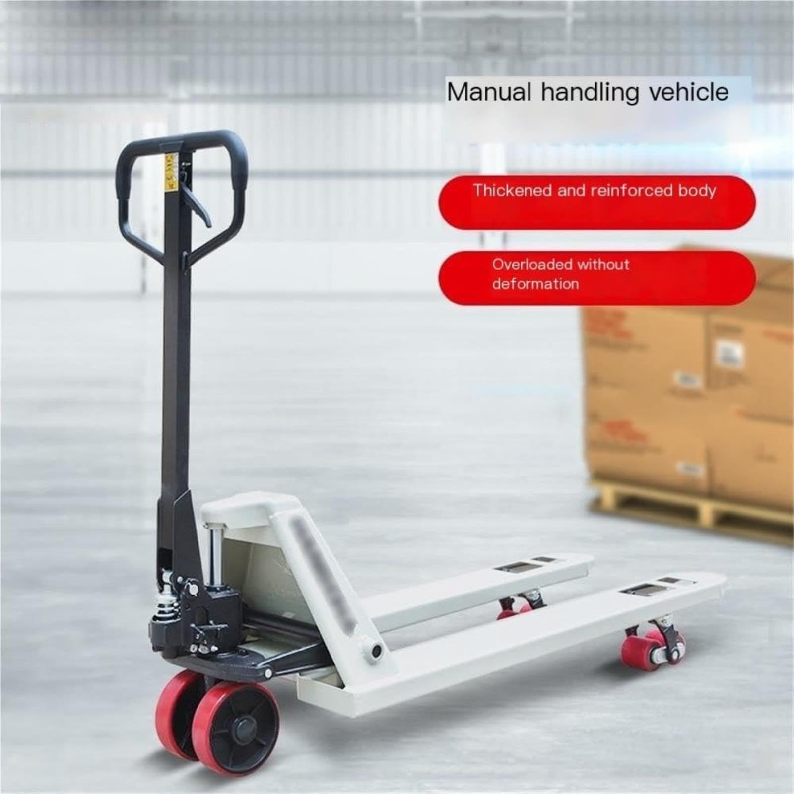 Transpallet Manuale per Impieghi Gravosi, Carrello Idraulico della Piattaforma con Le Ruote, Carrello Elevatore Industriale a Mano