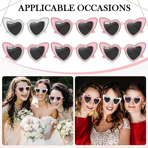 Xuhal 6 Pair Heart Sunglasses for Bride Bridesmaid Vintage Bling Rhinestone Sunglasses for Wedding Bridal Bachelorette Party4