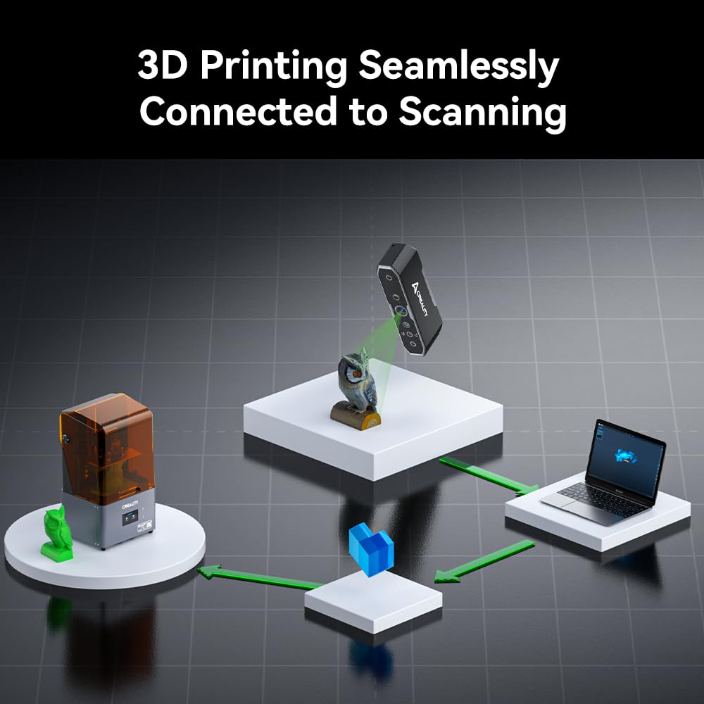 Creality CR-Scan Otter 3D Scanner, Vierlinsiges Stereosystem für 10-2000mm Objekt/Körper/Gesicht Vollfarbscannen, Bis zu 0,02mm Genauigkeit 20fps Geschwindigkeit (MacOS/Windows)