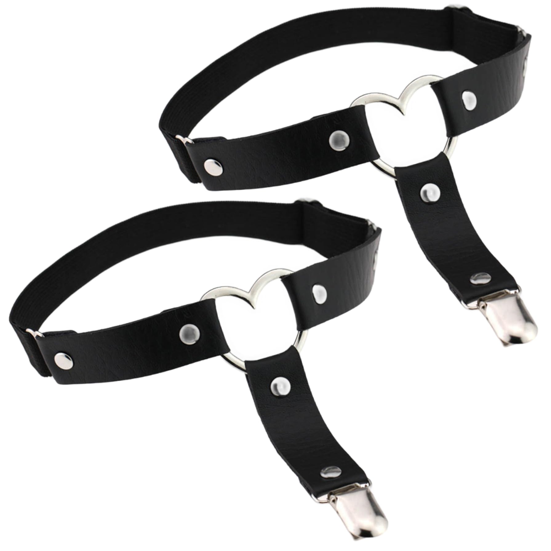 Librete de 2 piezas, liga de cuero en forma de corazón ajustable con clips antideslizantes, ligas de muslo sexy elásticas para fiesta de cumpleaños, despedida de soltero, gancho de cuero de disfraces