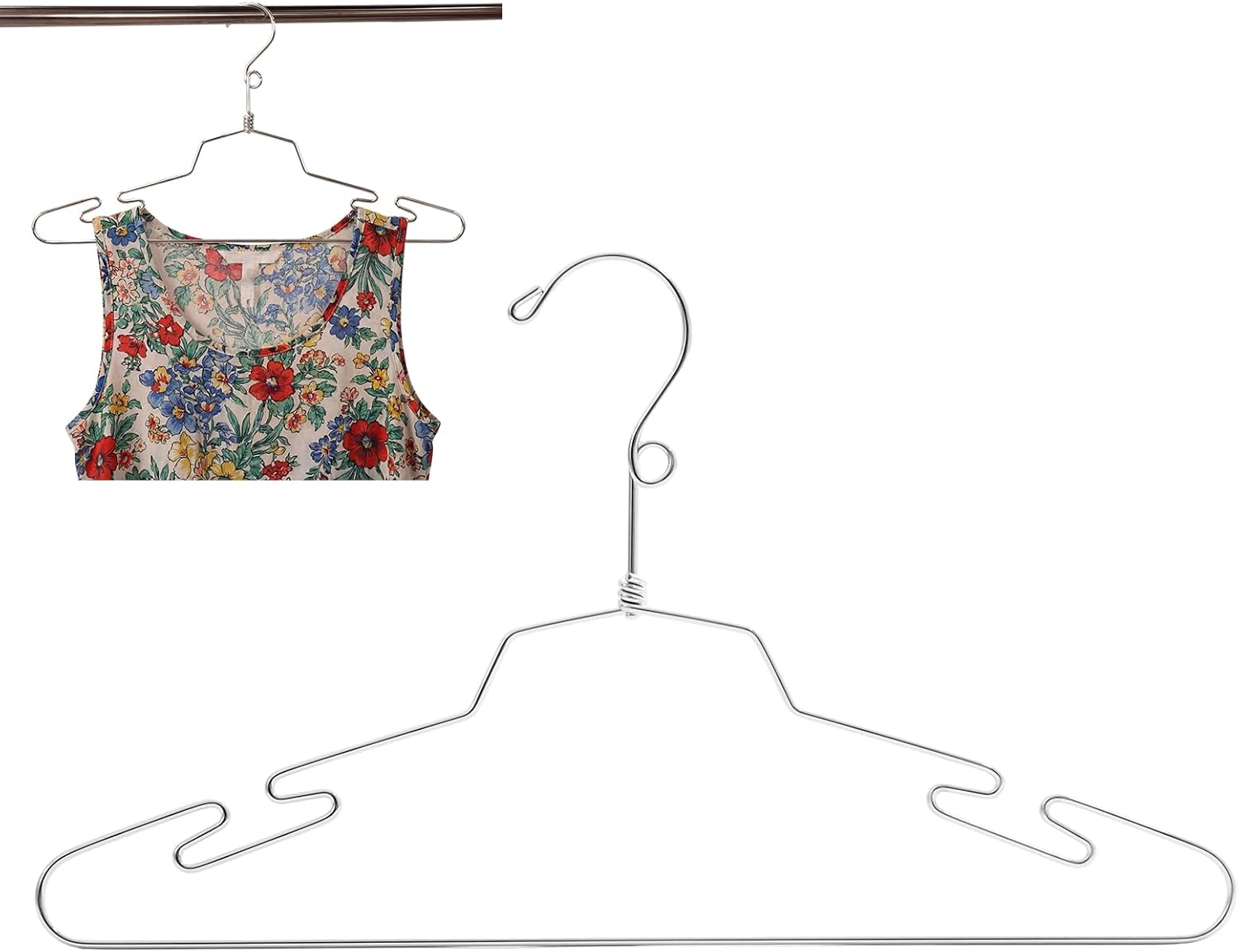 20 Pcs Wire Lingerie Hangers, Rotatable 16 Inch Chrome Metal Wire Hangers with Loop Hook, Stackable Sturdy Bikini Hanger for Bras, Tank Tops, Bralettes