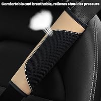 Vista 4 de BESULEN Fundas para cinturón de seguridad de automóvil, 2 unidades de malla de cuero, protector universal para correa de hombro para cinturón