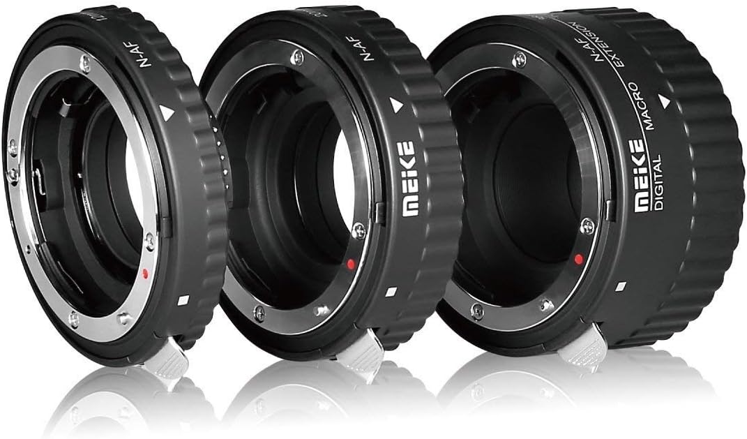 MEIKE MK-N-AF1-B Auto Focus Macro Extension Tube Set for Nikon DSLR Camera 10MM 20MM 36MM D80 D90 D300 D300SD800 D3100 D3200 D3400 D5000 D51000 D5200 D7000 D7100 etc（Metal bayonet Plastic Mount）