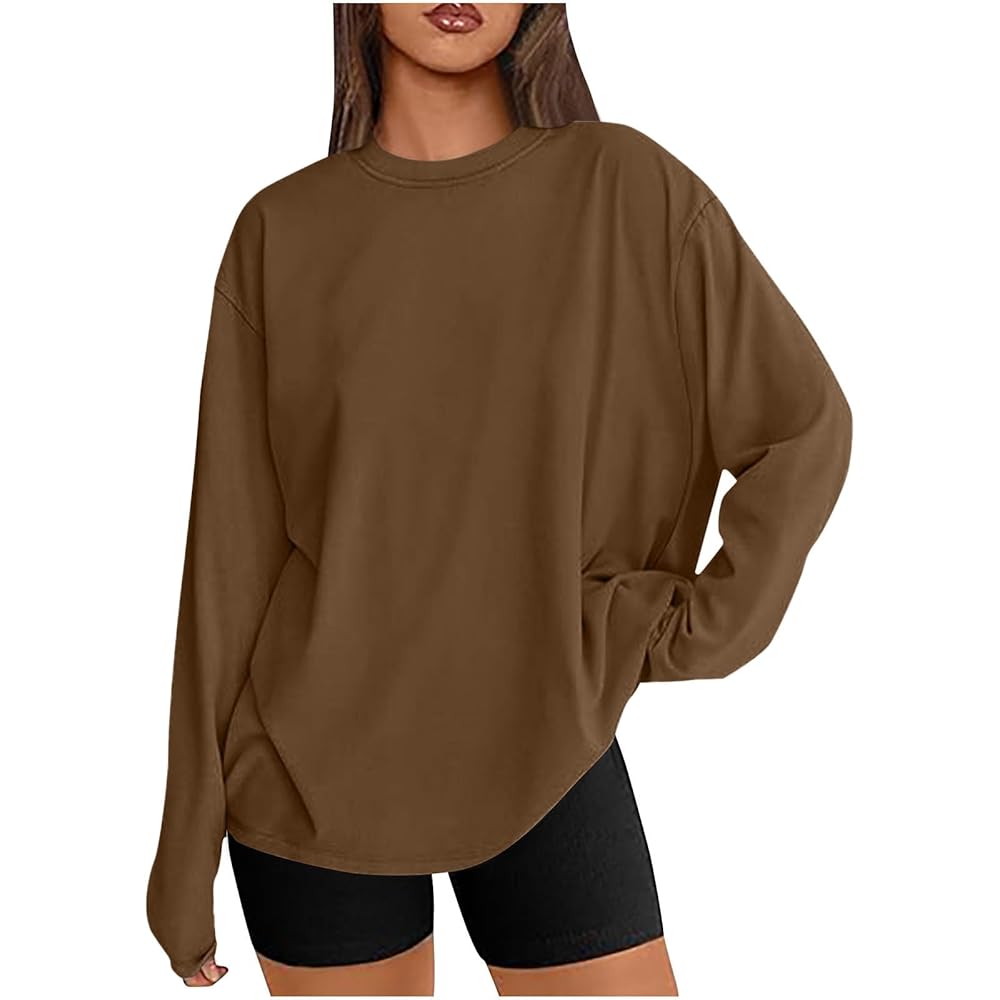Womens Oversized Comfy T Shirts Basic Long Sleeve Crewneck