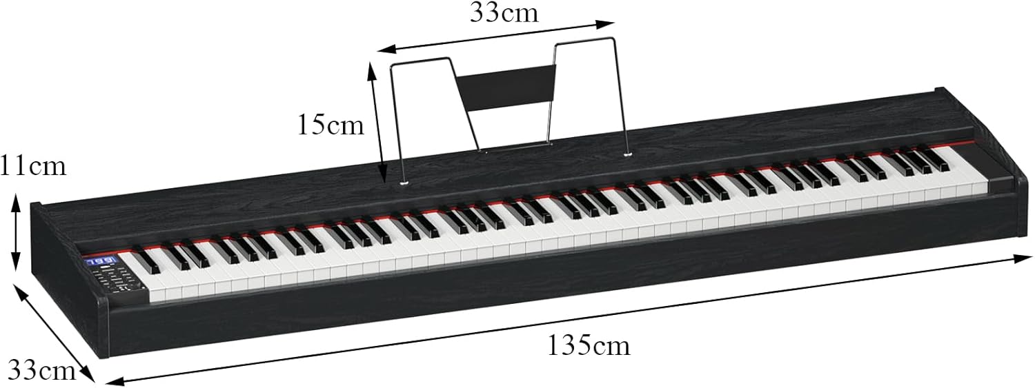 88-Key Digital Piano Keyboard, Full Size Weighted Keyboards with Music Stand, MIDI, Headphone and Piano Cover (Black)