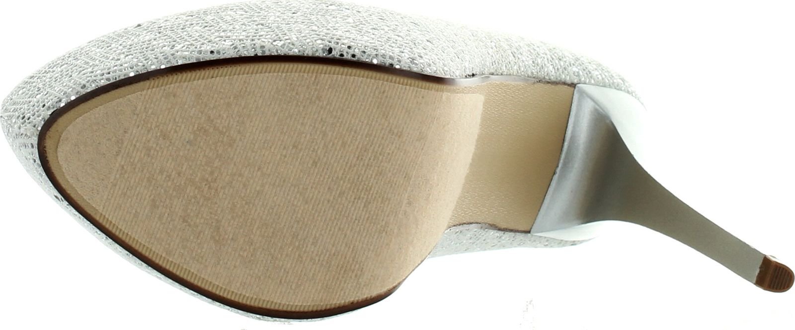 Enters Silver White Glitter Fabric Cover Platform Dress Sky High Stiletto Pump-7