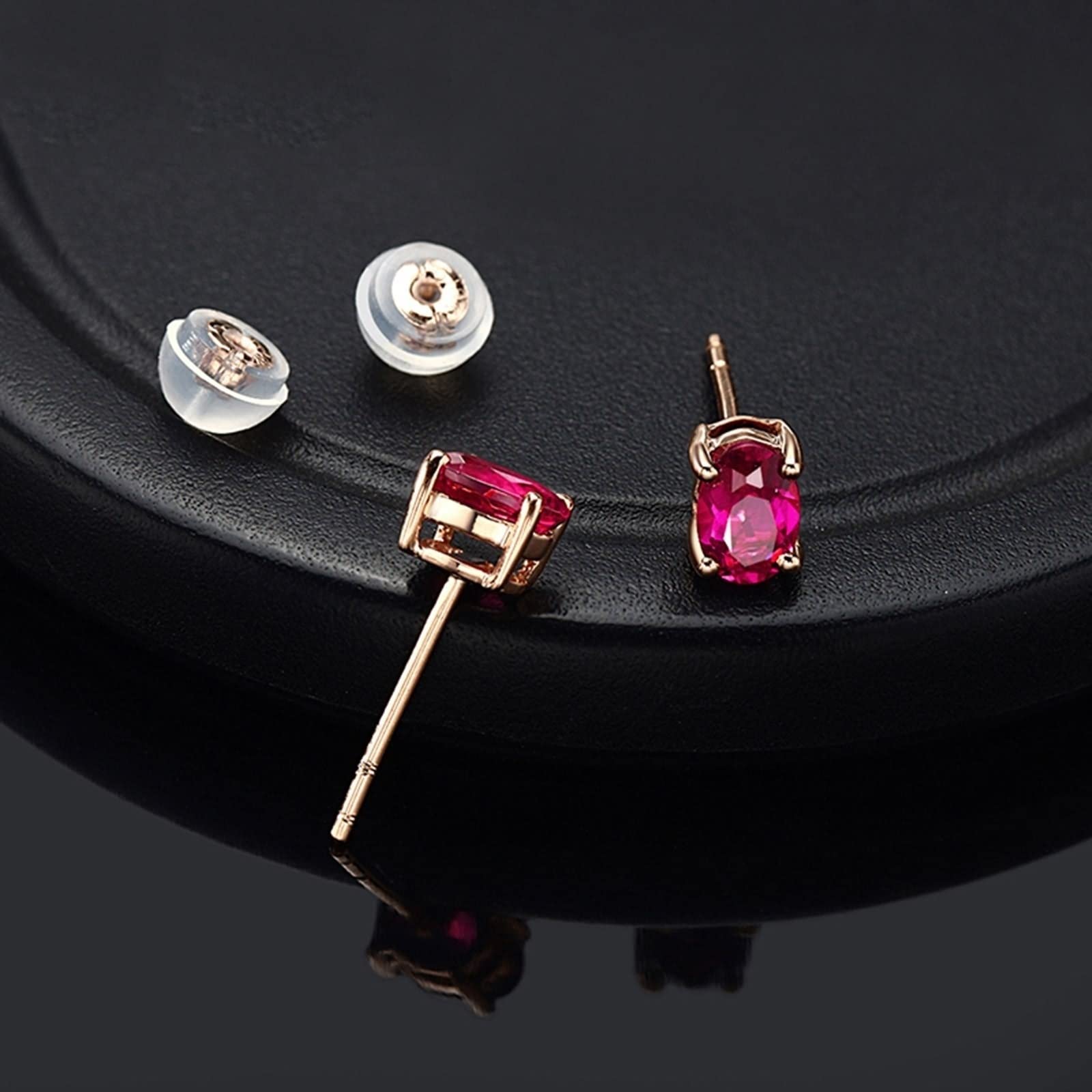 Epinki 18 Karat Rose Gold Au750 Ohrstecker Frauen, 1ct Turmalin Ohrstecker Nickelfrei Zart Design Solitär Ohrschmuck Echter Schmuck