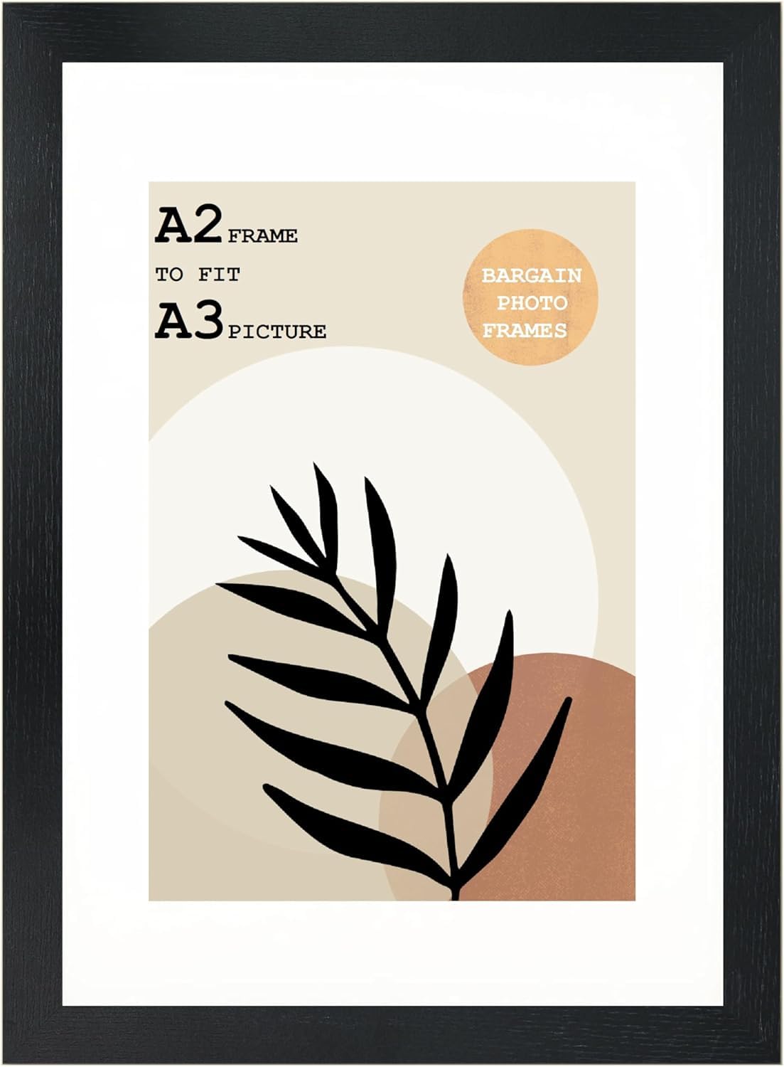 Bstframes Black A2 Frame With Mount For A3 Print - Display Portrait Or Landscape - Clear Perspex Front - Wall Mountable Poster Frame With Mount (Black)