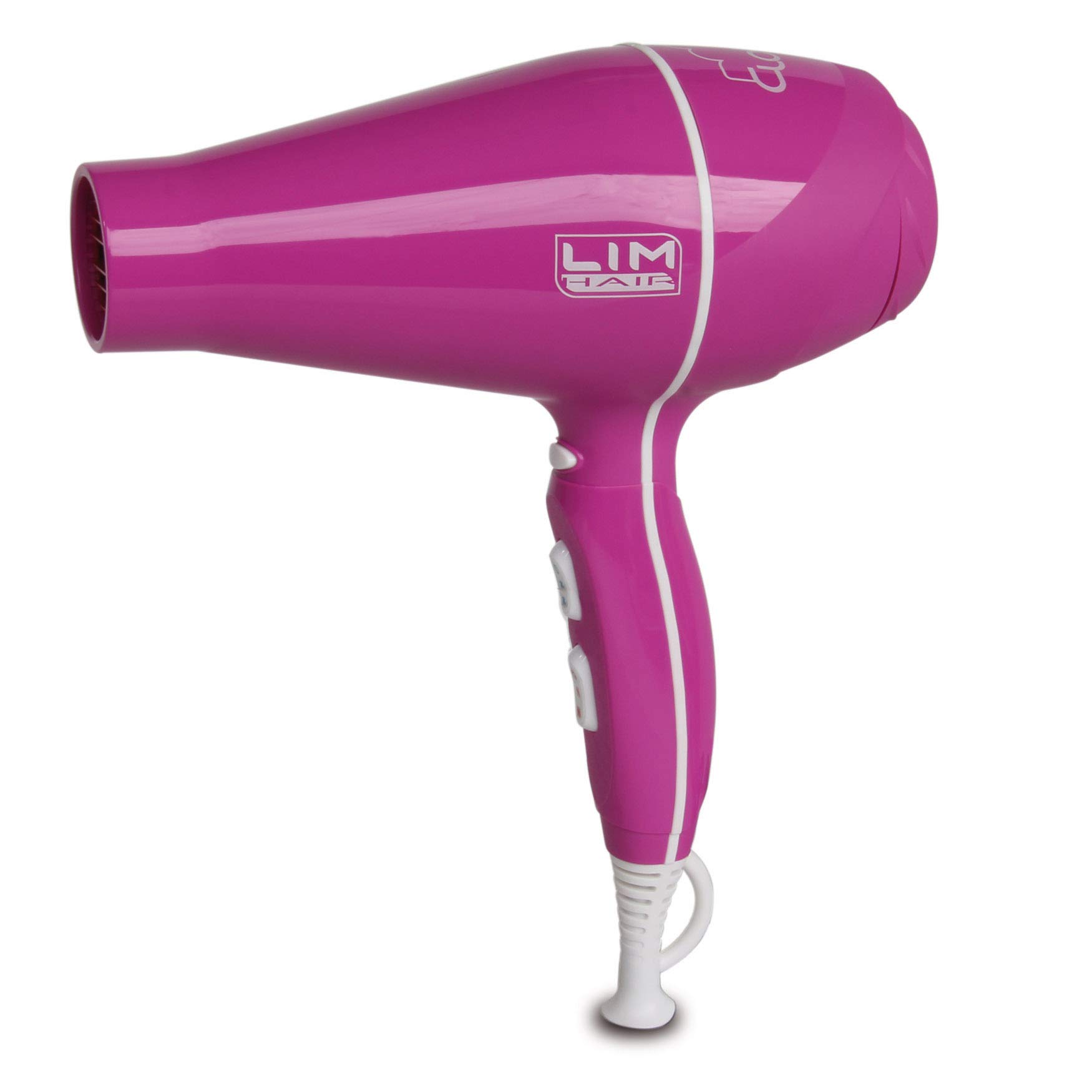 Secador de cabello LIM HAIR CLOUD especialmente LIGERO para uso PROFESIONAL, de alta potencia 2200 W. IONIC TOURMALINE. Con 2 boquillas y 6 opciones de uso (FUCSIA)