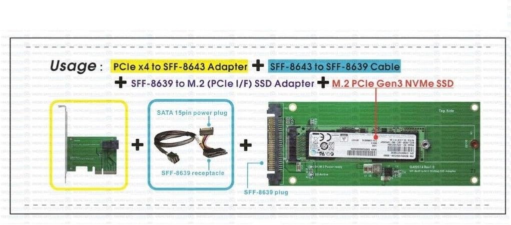Micro SATA Cables|U.2 (SFF-8639) to M.2 (NVMe) SSD Adapter