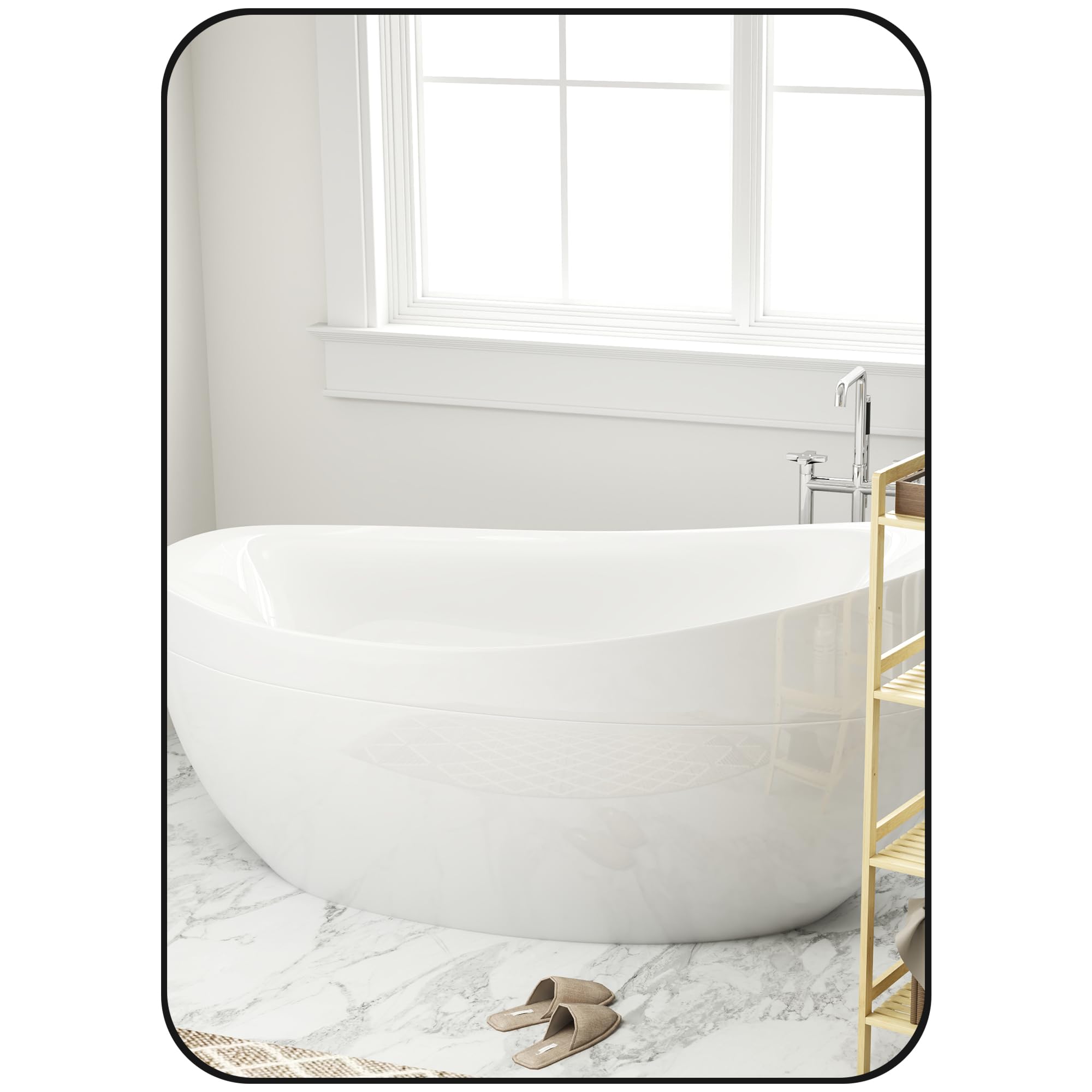 Homcom Black Rectangle Bathroom Mirror, 50 X 70Cm Metal Framed Wall Mirror, Decorative Mirror For Bedroom, Living Room, Entryway,