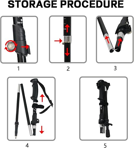 Miniatura 5 de Bastones de senderismo plegables y ligeros, retráctiles de aleación de aluminio 6013 para hombres y mujeres