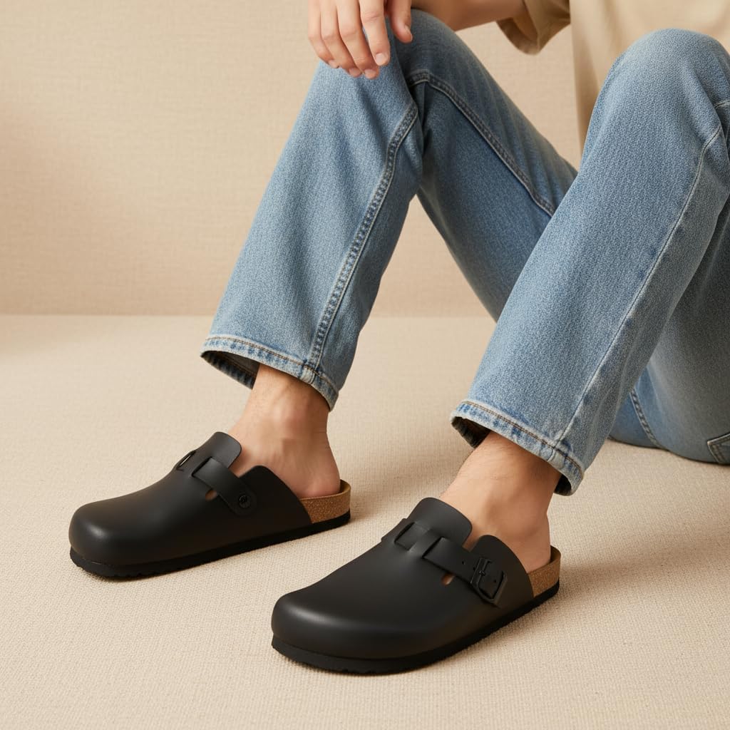 CUSHIONAIRE Haze Mens Clogs | Comfortable Slip-On Clogs for Men with Arch Support and Cork Suede Footbed | Perfect Potato Shoes for Indoor & Outdoor Use - Image 2