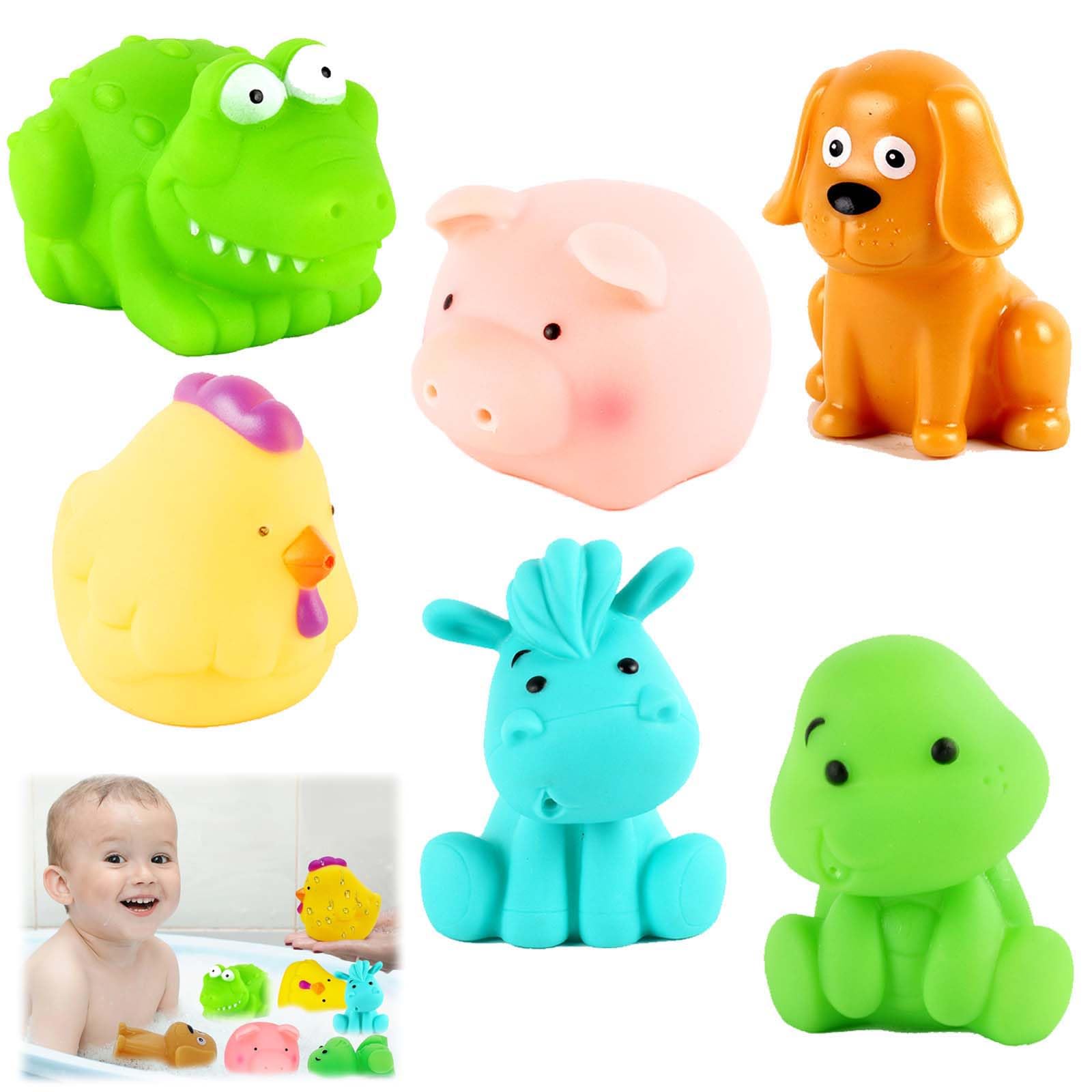 EnixwH 6 Piezas Juguetes Piscina Bebe, Juguetes de Agua, Juguetes Baño Bebe, Juguetes Bañera Bebe, Juguete Piscina Bebe 1 Año, Juguetes de Baño Juguetes Niños 1 2 3 4 5 6 Año Regalo Niños Niñas