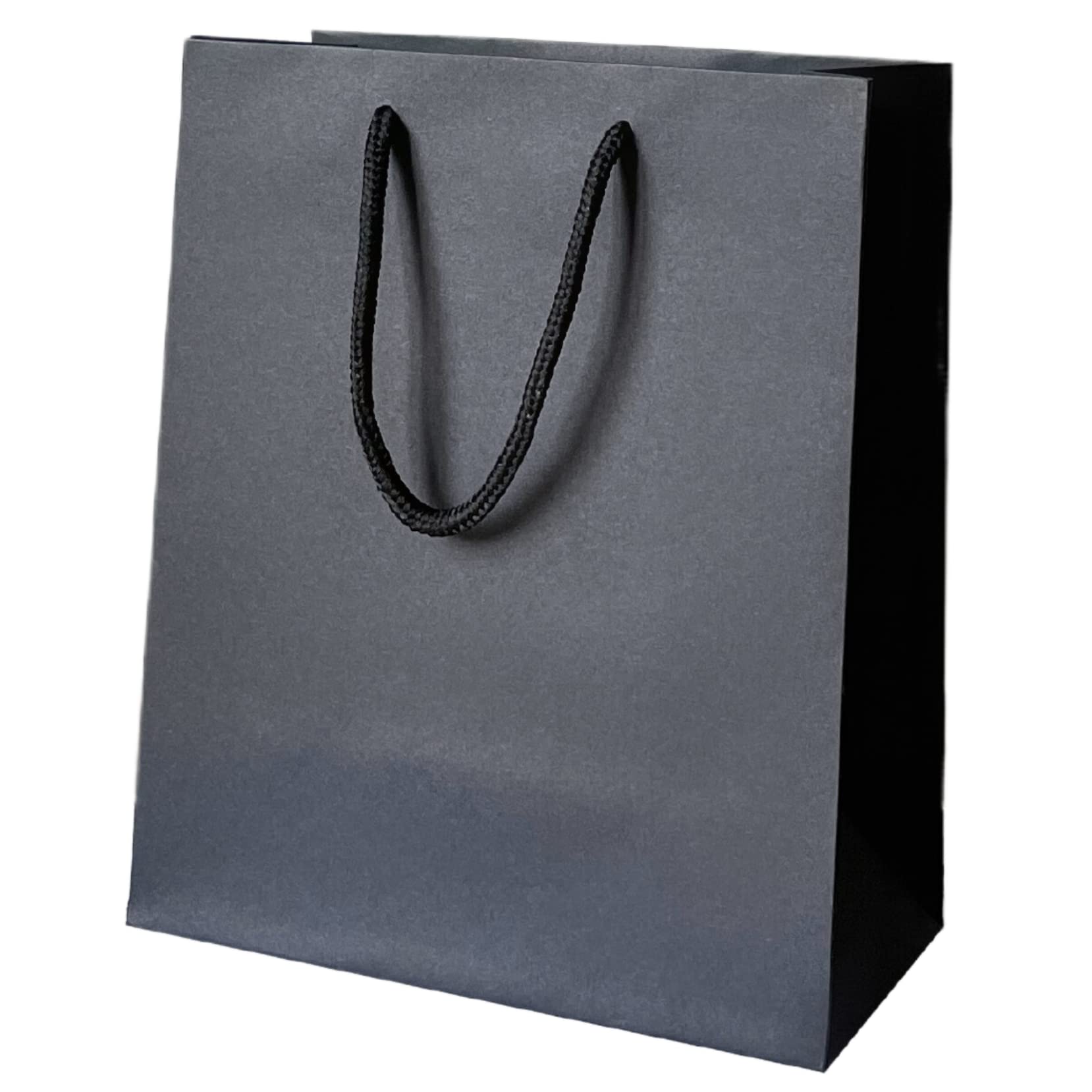 Thepaperbagstore 5× Black Small Matt Gift Bags 15×19×8cm, 250 gsm Boutique Paper Bags with Rope Handles & Reinforced Base