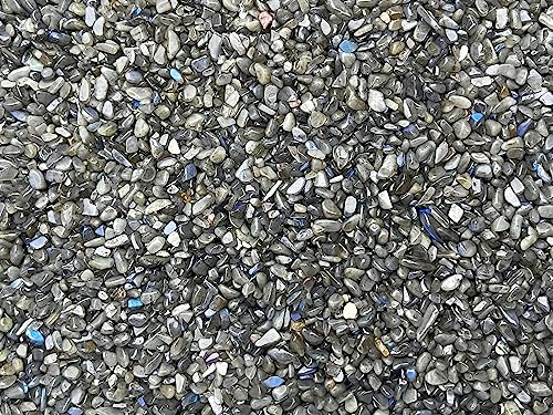 Image of GAF TREASURES 2 oz Lot Natural Semi Tumbled Gemstone Chips, Crushed Mini Crystals, Undrilled Crystal Chips (Labradorite Black)