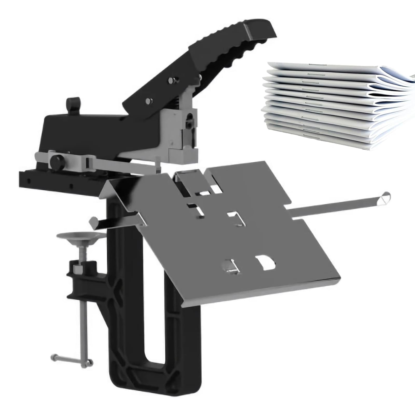 Cucitrice Manuale a Sella Piatta, cucitrice da Tavolo A3/A4 Piatta/a Sella con Impugnatura ergonomica, Spessore Massimo di Rilegatura 60 Fogli, per Ufficio