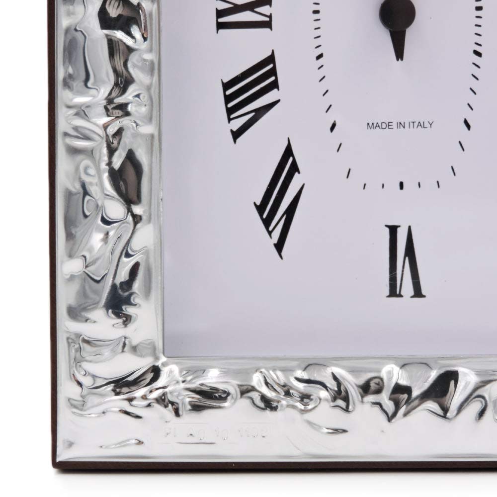 Argenteria MB Orologio da Tavolo con Funzione Sveglia in Argento PVD Lucido Effetto Stropicciato