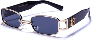 LUMIERE VITTORE FLUXOR Oversized Rectangular Sunglasses for Men & Women | UV400 Protection | Luxury Gold Metal Frame with ... Price In India