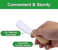 Vista 3 de 10 cuchillos esparcidores de queso, mini esparcidor de mantequilla con mango de madera, juego de cuchillos de queso de acero inoxidable para tabla