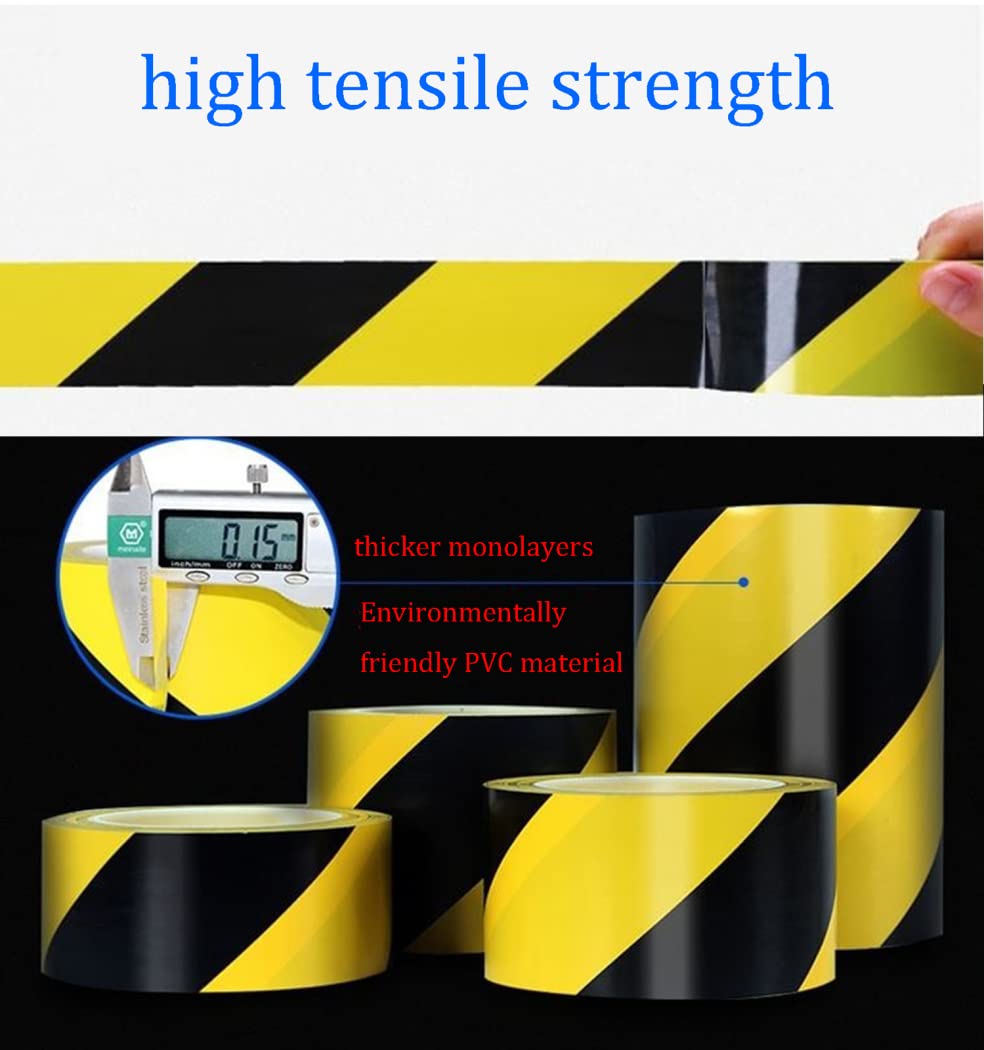 Nastro di Segnalazione Pericolo 48 mm x 33 m Segnaletica autoadesiva Riflettente for Pavimenti