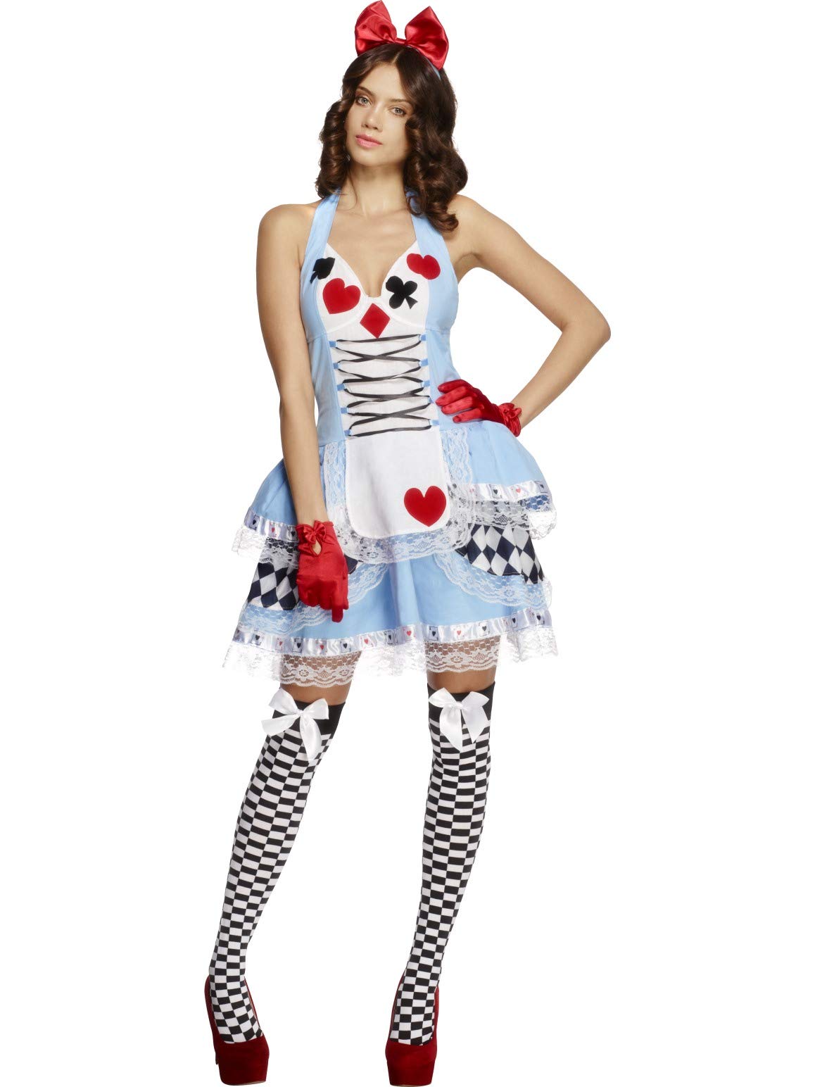 Fever, Damen Miss Wunderland Kostüm, Kleid und Haarschleife, 21009