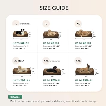 Orthopedic Dog Beds for Extra Large Sized Dogs 45x35 Inch, XL Waterproof Egg Crate Foam Dog Sofa Bed with Removable Washable Cover Big Pet Couch with Bolster & Non-Slip Bottom, Brown