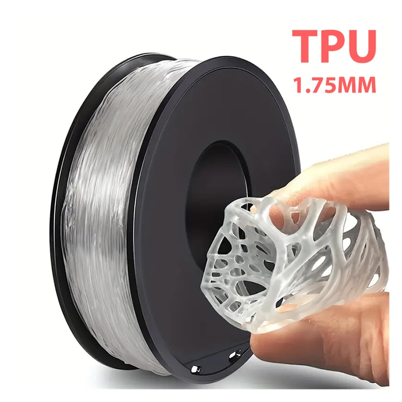 Filamento flessibile trasparente TPU 3D da 1,75 mm, rotolo da 1 kg/500 g/200 g, filamento for stampante 3D flessibile, materiali for stampa in plastica trasparenti(Transparen,500g)