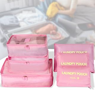 Packing Cubes 6 Set Luggage Packing Organizers for Travel Accessories Suitcase Organizers Travel Essentials (Pink)