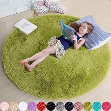 Amdrebio 4x4 Blue and Grass Green and Blush Rug for Kids Room Girls Bedroom Nursery