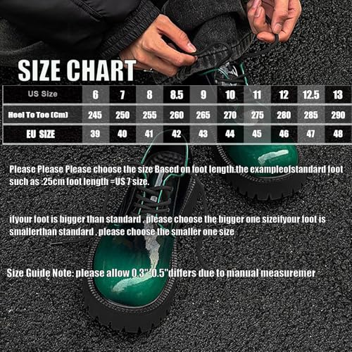 Business Platform Oxfords for Men's Gradient Green Patent Leather Dress Shoes Lug Sole Non-Slip Comfortable Wide Toe Lace-up Work Shoes for Formal Office Casual2