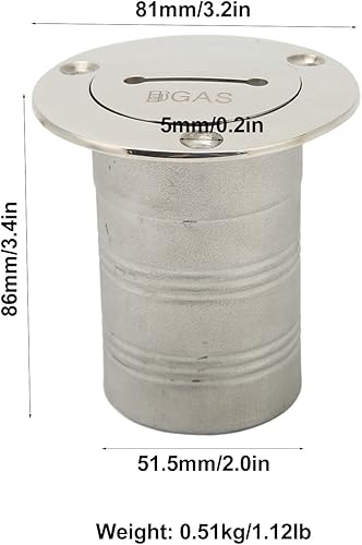 Miniatura 4 de NestNiche Llenadora de cubierta de gascombustibleaguaresiduos, llenado de cubierta de barco de acero inoxidable con accesorios de tapa sin llave