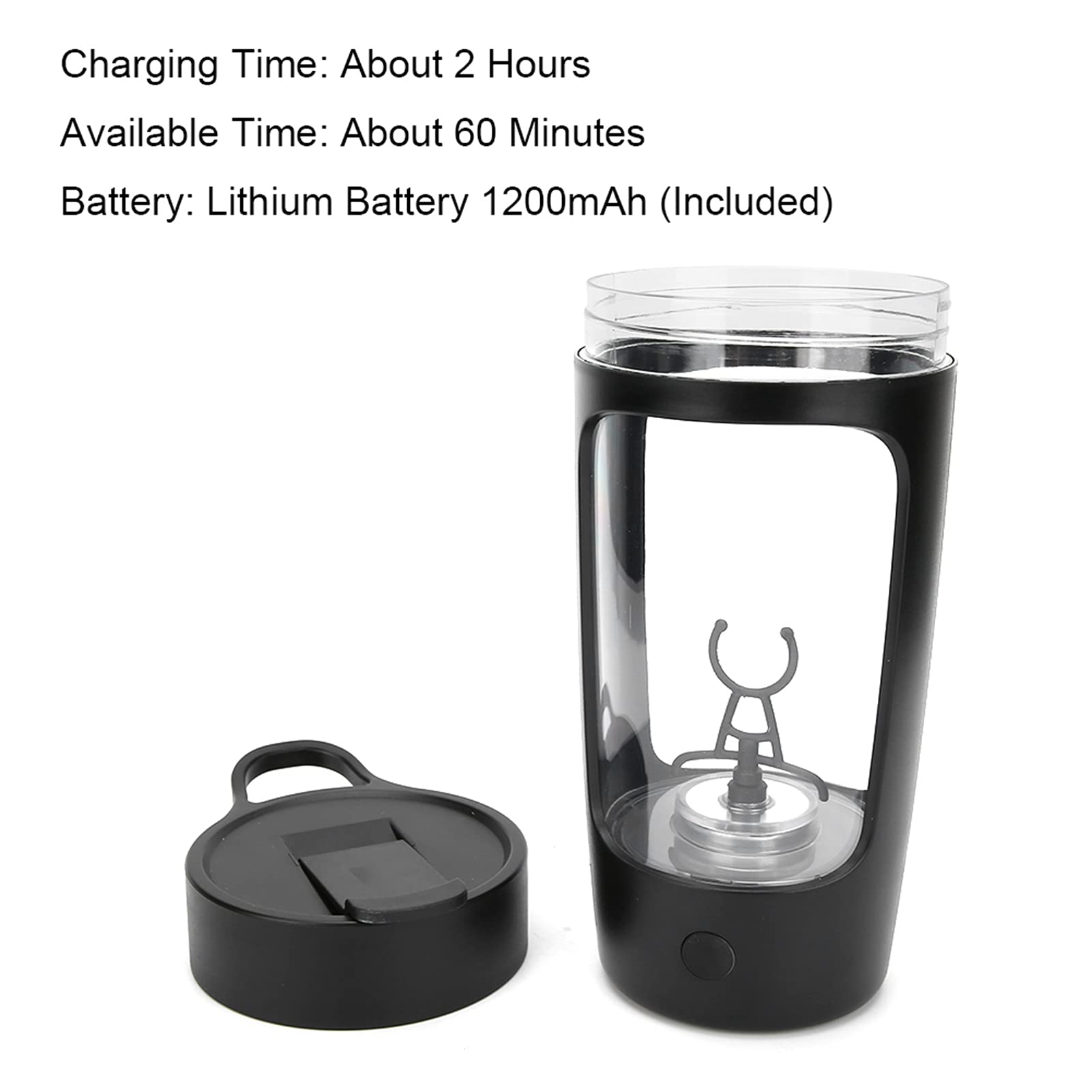 FLEXMAN Bouteille Shaker Électrique, Chargeur USB 650 ml, Mélangeur de Protéines Portable, Tasse de Mixage Pratique Polyvalente pour la Cuisine à la Maison, les Jus, le Lait (Noire)