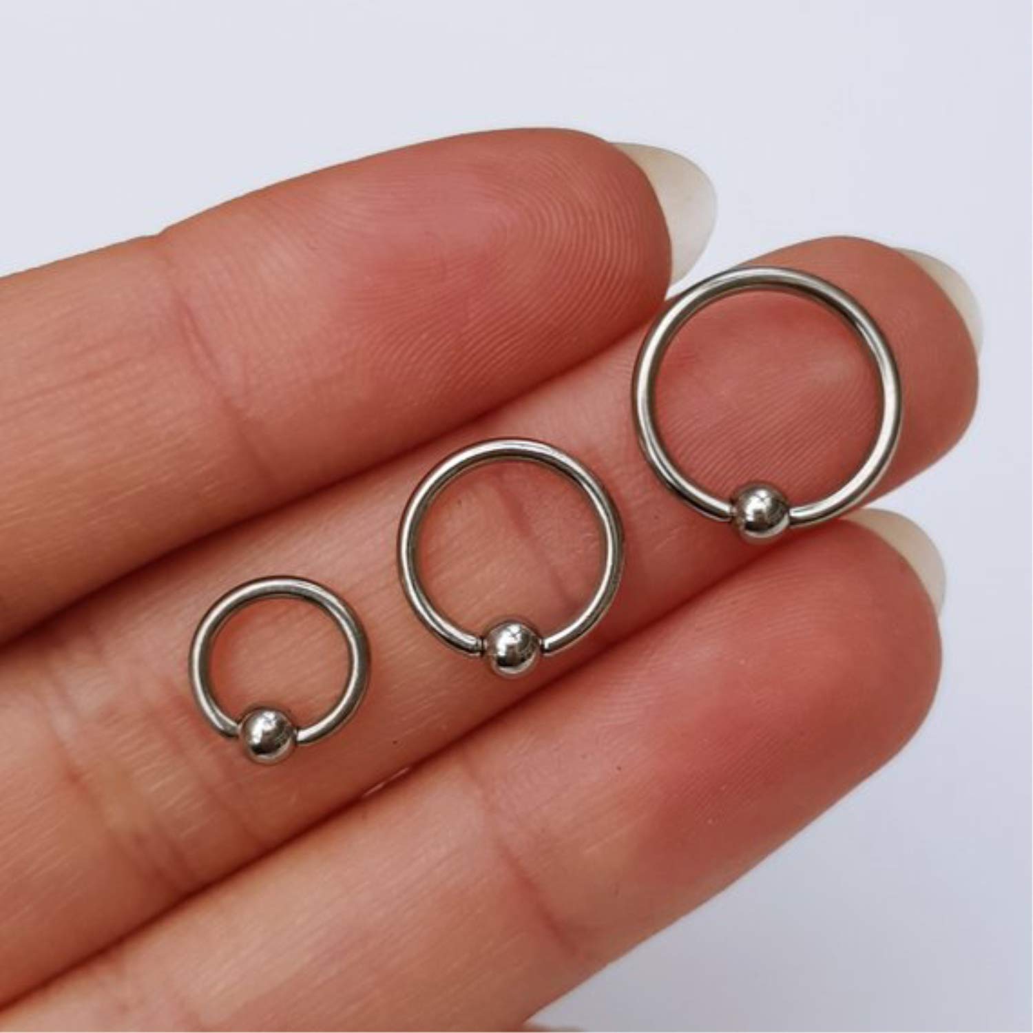 Briana Williams Septum Piercing Aro Nariz Herradura Acero Quirurgico 16G Helix con Bolitas Pendientes de Oreja Plata 6/8/10/12mm — view 5