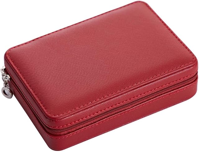 TKING Jewellery Box, Medium Size Travel Jewellery Box Organiser with Zipper - PU Leather Jewelry Storage Case Gift Box for Women and Girls Rings Earrings Necklace Bracelets