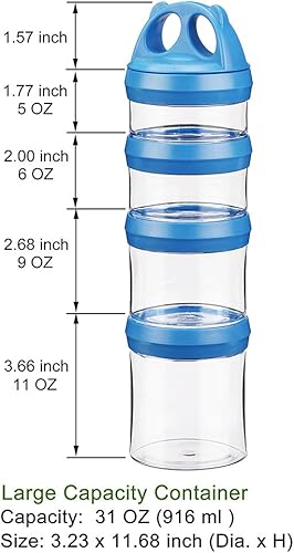 Miniatura 2 de BeneLabel Contenedores apilables de almacenamiento de alimentos con sistema de bloqueo giratorio, contenedores Tritan sin BPA para viajes, fórmula,