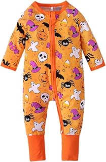 Baby Boys Girls Halloween Clothes Newborn Ghost Long Sleeve Romper Toddler Pumpkin Print Jumpsuit Halloween Outfits