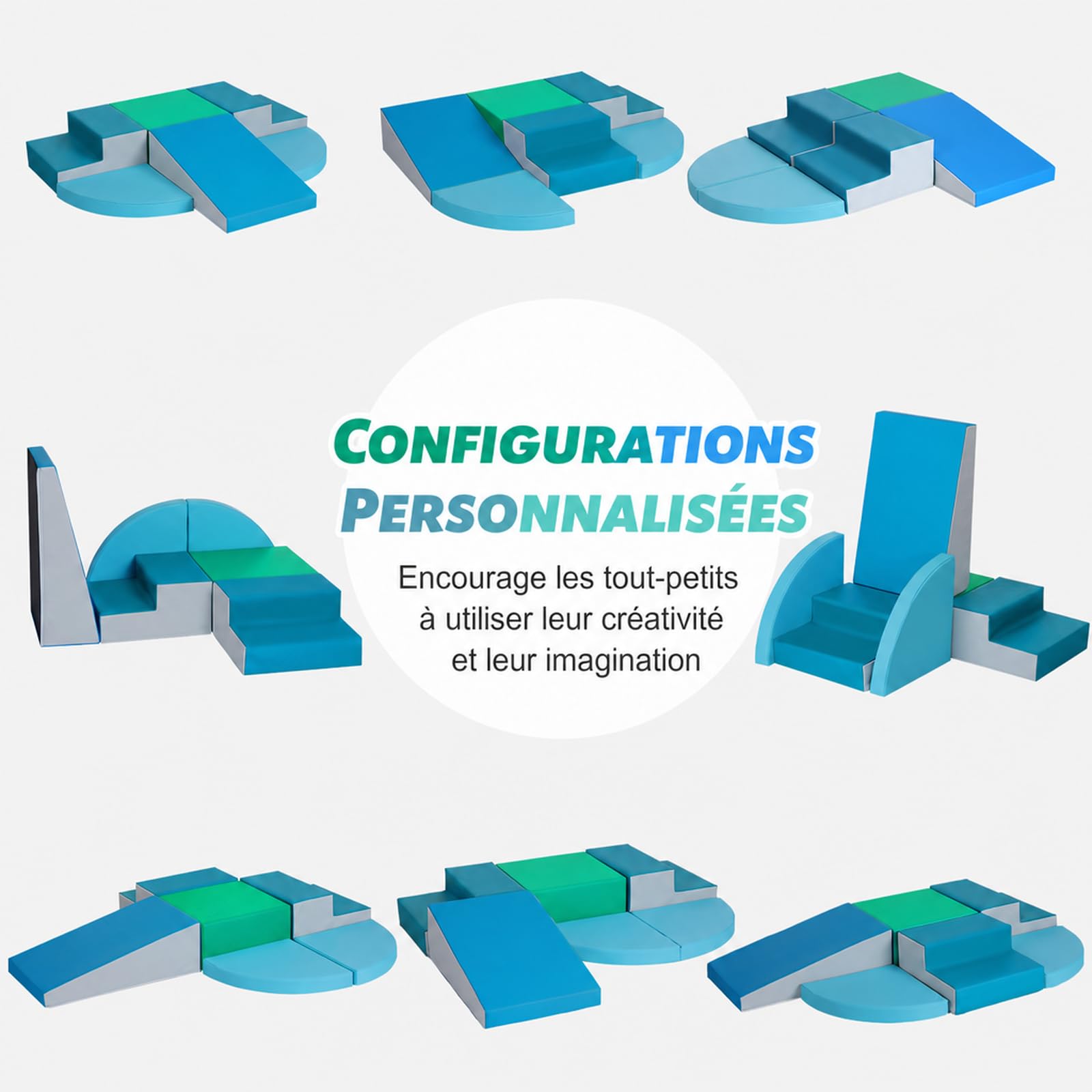 Wilwolfer Parcours Motricité Bébé 6 Pièces: Module Motricité Enfant Cuir PU Blocs Mousse Éducatifs - Jouets Descalade Bébé Structure d'escalade Antidérapante Ensemble d'échelle Double