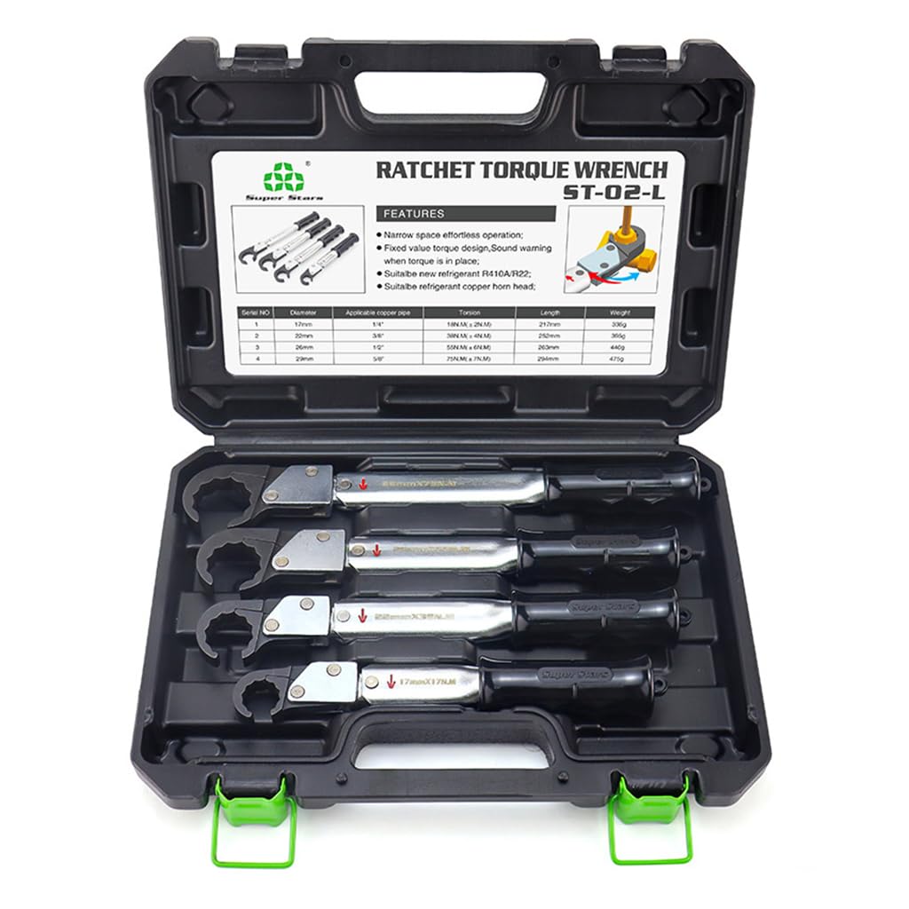 Kit chiave dinamometrica a cricchetto clic sonoro, chiave aperta 18-75 Nm | Attrezzatura professionale da garage, impugnatura ergonomica, per la manutenzione HVAC dell'auto