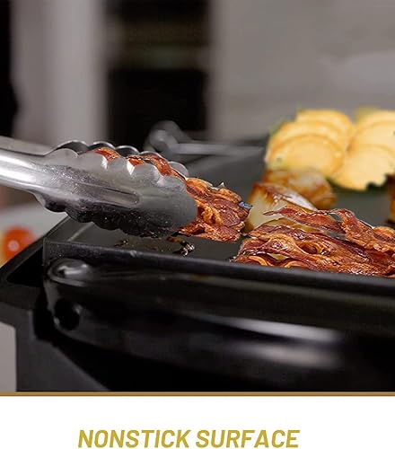Miniatura 2 de Parrilla eléctrica antiadherente reversible sirve de 6 a 8 personas con placa de cocina extraíble grande y asas para mantenerse fresco