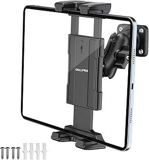 OHLPRO Tablet Wall Mount Holder, 360° Rotation for 5-13" iPad mini Pro Air, Fire HD, Galaxy Tab, Switch and Phone, Drilled Base with 3" Support Arm Stand, Adjustable Tilt