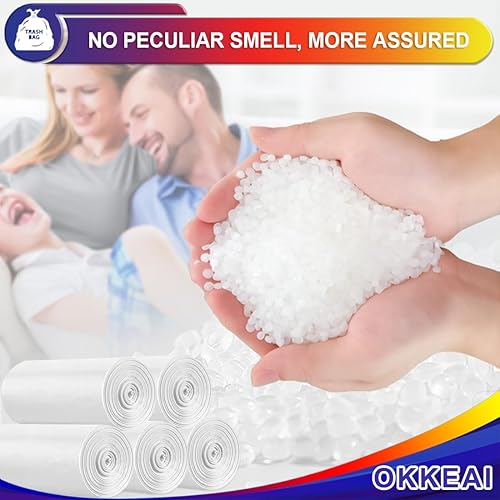 Miniatura 2 de OKKEAI Bolsas de basura medianas de 30 litros, bolsas de basura blancas de 8 galones, bolsas de basura blancas para cocina, bolsas de basura para