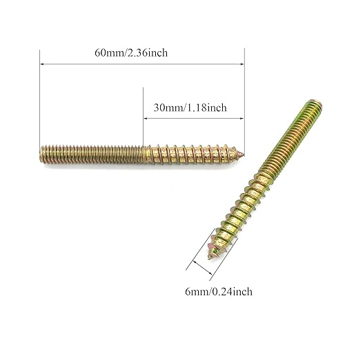 Miniatura 39 de Paquete de 12 pernos de suspensión M10 x 60, pernos de doble cabeza de 2.36 pulgadas, pernos de madera de 0.39 pulgadas para muebles